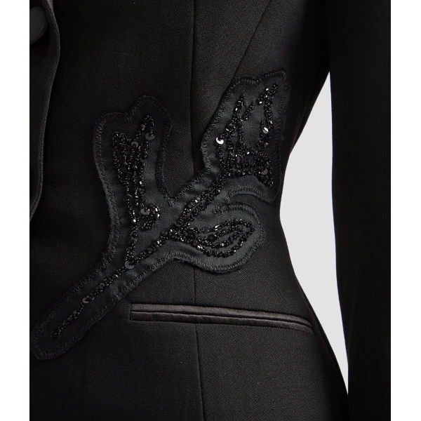 Erdem Embellished Grain De Poudre Fitted Blazer - Jackets - British Romantic Luxury at Coveti