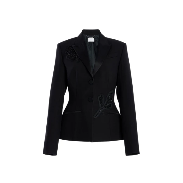 Erdem Embellished Grain De Poudre Fitted Blazer - Jackets - British Romantic Luxury at Coveti