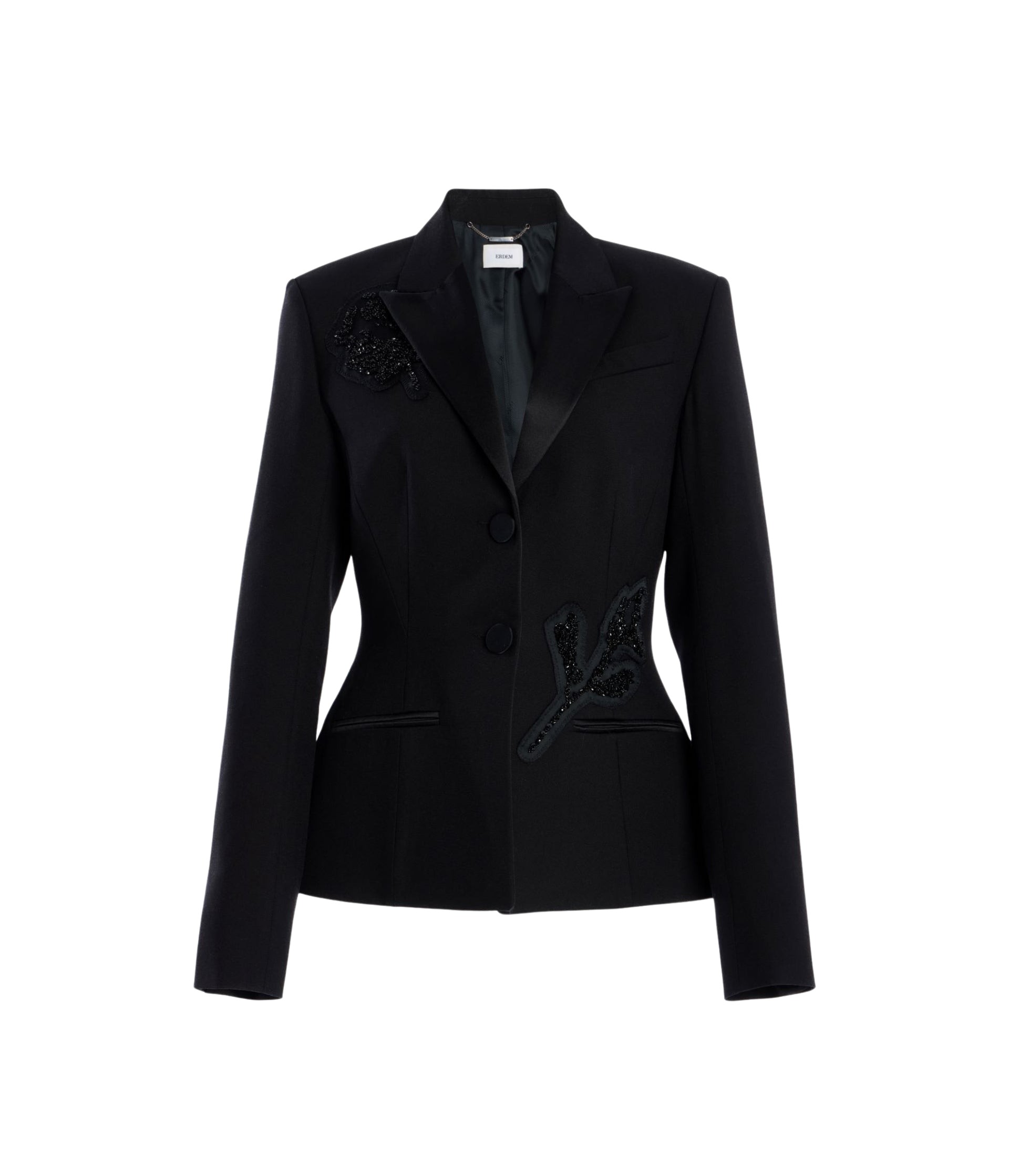 Erdem Embellished Grain De Poudre Fitted Blazer