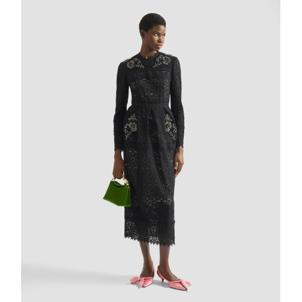 Erdem Embellished Guipure Long Sleeve Midi Dress - Dresses - British Romantic Luxury at Coveti