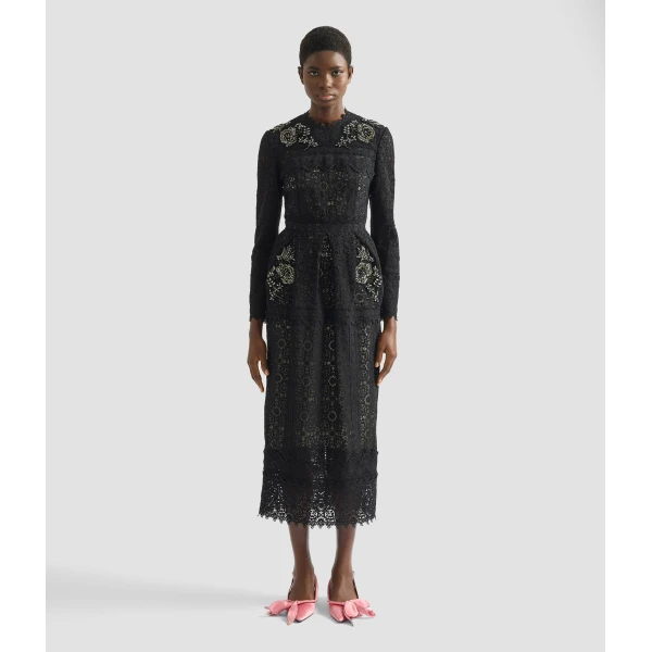 Erdem Embellished Guipure Long Sleeve Midi Dress - Dresses - British Romantic Luxury at Coveti