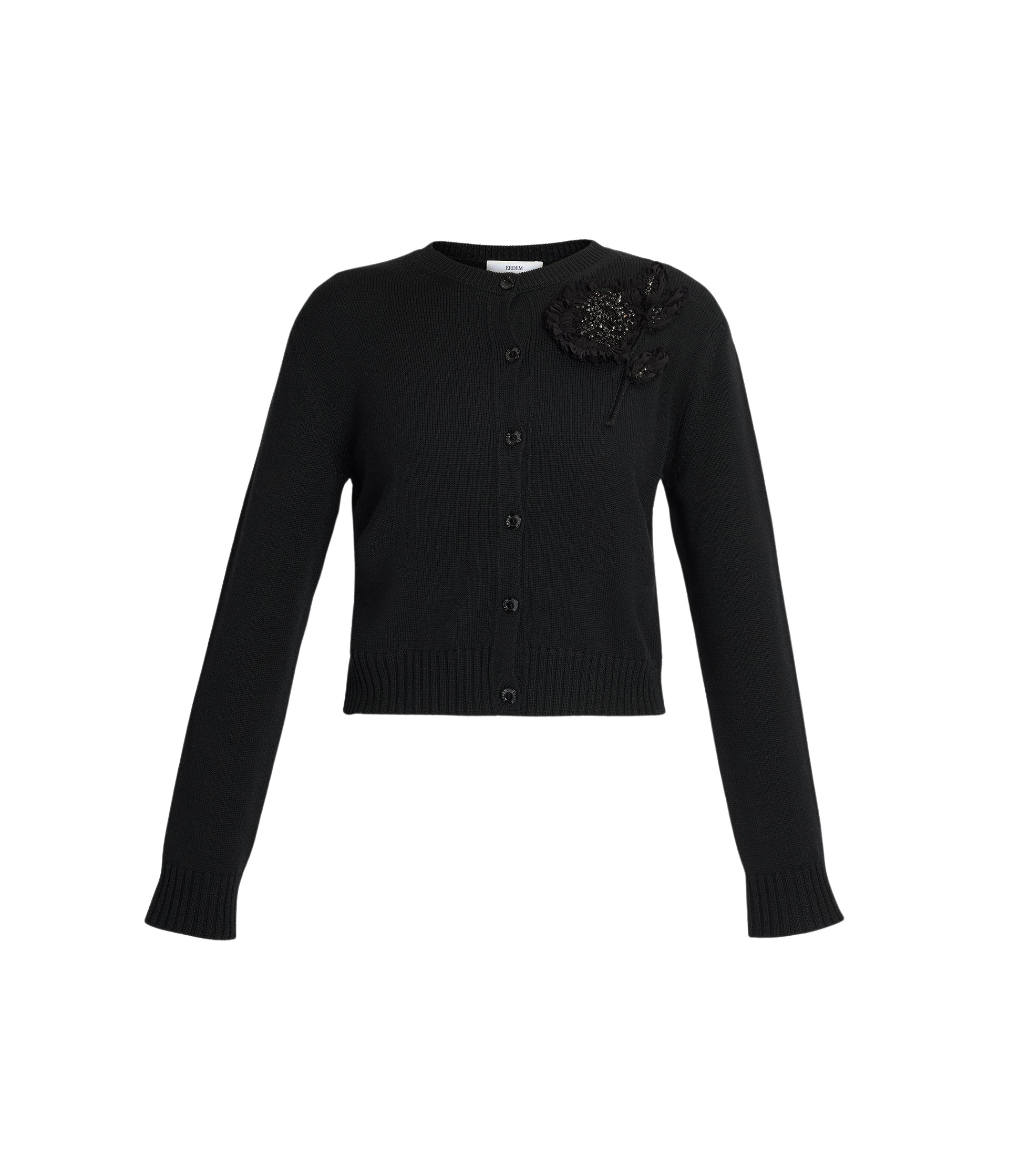 Erdem Embellished Merino Wool Cardigan - Knitwear - British Romantic Luxury at Coveti