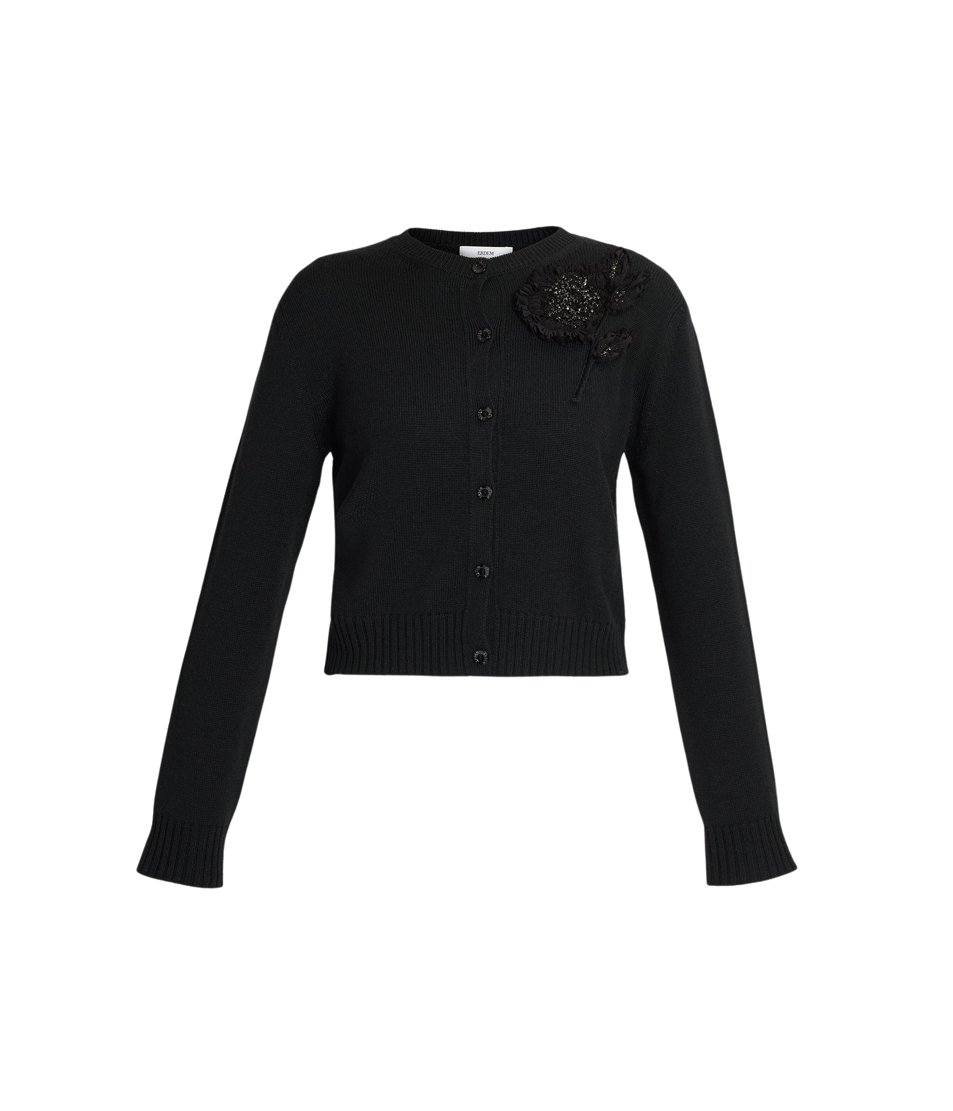 Erdem-Embellished-Merino-Wool-Cardigan-coveti-216525_nobg Erdem Embellished Merino Wool Cardigan - Knitwear - British Romantic Luxury at Coveti