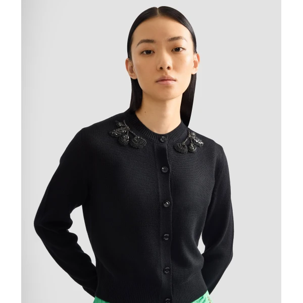 Erdem Embellished Merino Wool Cardigan - Knitwear - British Romantic Luxury at Coveti