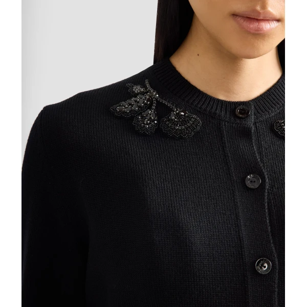 Erdem Embellished Merino Wool Cardigan - Knitwear - British Romantic Luxury at Coveti