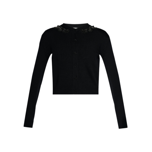 Erdem Embellished Merino Wool Cardigan - Knitwear - British Romantic Luxury at Coveti