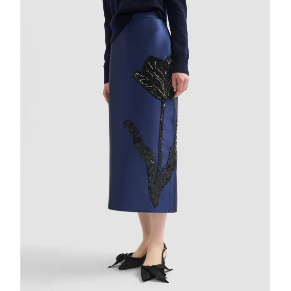 Erdem Embellished Mikado Pencil Skirt - Skirts - British Romantic Luxury at Coveti