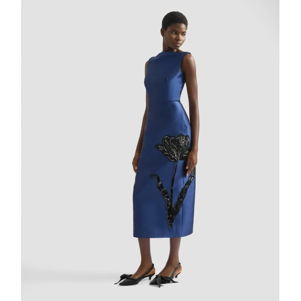 Erdem Embellished Mikado Sleeveless Midi Dress - Dresses - British Romantic Luxury at Coveti