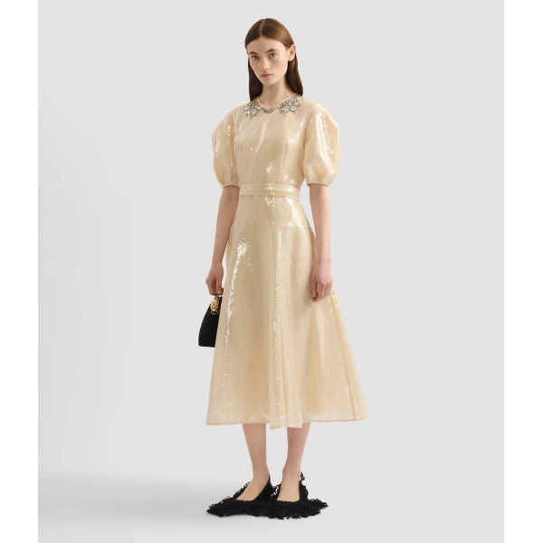 Erdem Embellished Organza Sequin Midi Dress - Dresses - British Romantic Luxury at Coveti