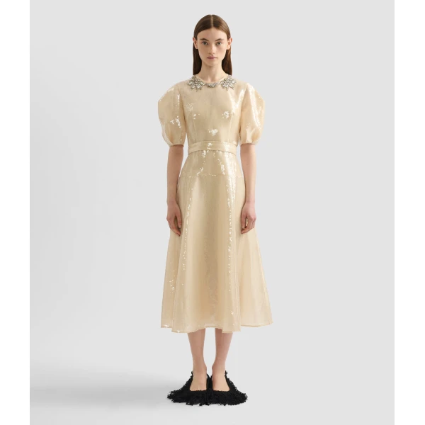 Erdem Embellished Organza Sequin Midi Dress - Dresses - British Romantic Luxury at Coveti