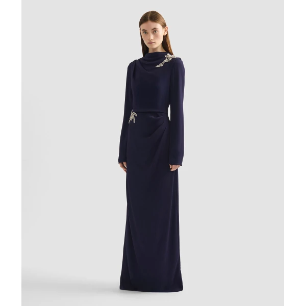 Erdem Embellished Sable Long Sleeve Gown - Dresses - British Romantic Luxury at Coveti
