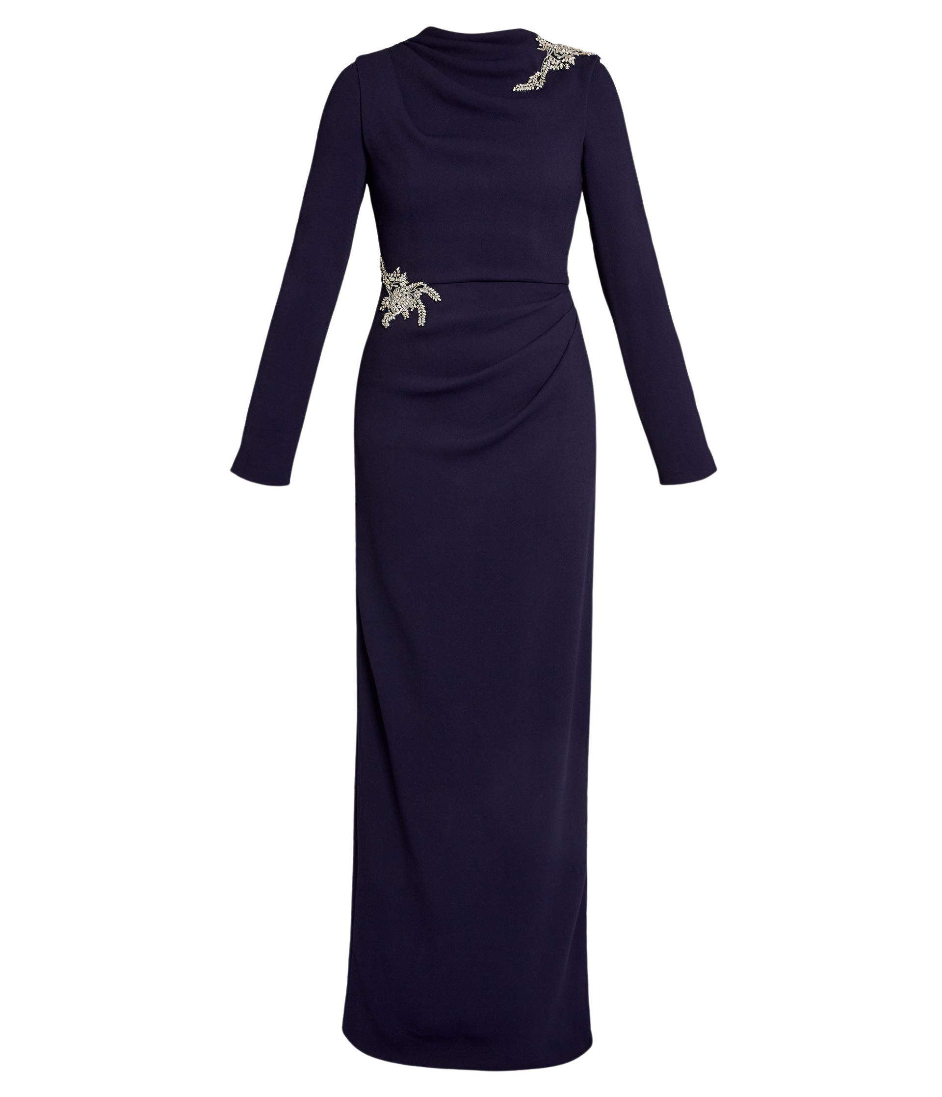 Erdem Embellished Sable Long Sleeve Gown
