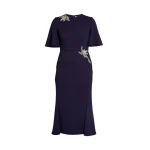 Erdem Embellished Sable Short Sleeve Midi Dress - Dresses - British Romantic Luxury at Coveti