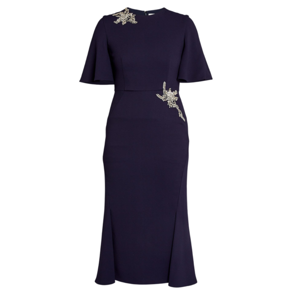 Erdem Embellished Sable Short Sleeve Midi Dress - Dresses - British Romantic Luxury at Coveti