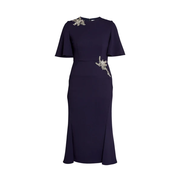 Erdem Embellished Sable Short Sleeve Midi Dress - Dresses - British Romantic Luxury at Coveti