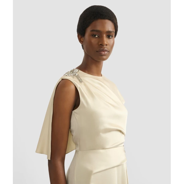 Erdem Embellished Satin Cady Draped Midi Dress - Dresses - British Romantic Luxury at Coveti