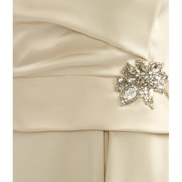 Erdem Embellished Satin Cady Draped Midi Dress - Dresses - British Romantic Luxury at Coveti