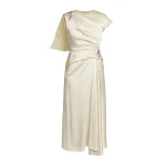Erdem Embellished Satin Cady Draped Midi Dress - Dresses - British Romantic Luxury at Coveti