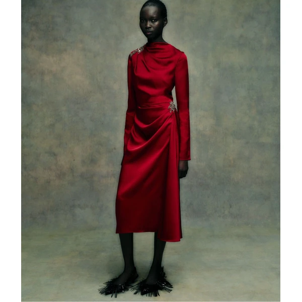 Erdem Embellished Satin Cady Midi Dress - Dresses - British Romantic Luxury at Coveti