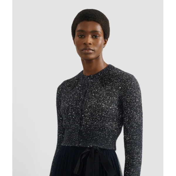Erdem Embellished Sequin Cropped Cardigan - Knitwear - British Romantic Luxury at Coveti