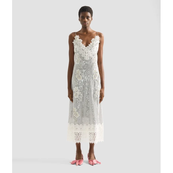 Erdem Embellished Sequins Sleeveless Midi Dress - Dresses - British Romantic Luxury at Coveti