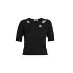 Erdem Embellished Short Sleeve Knit Top - Knitwear - British Romantic Luxury at Coveti