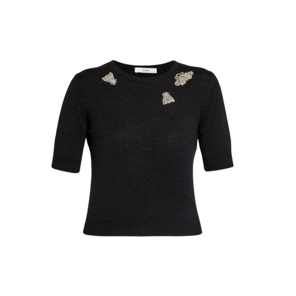 Erdem Embellished Short Sleeve Knit Top - Knitwear - British Romantic Luxury at Coveti