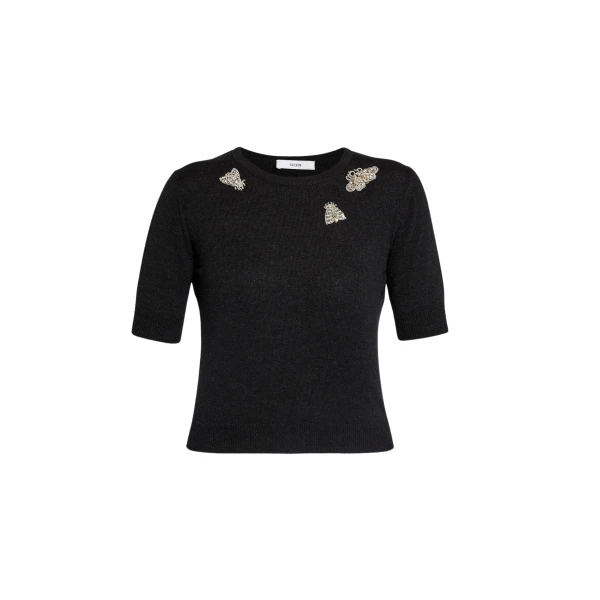 Erdem Embellished Short Sleeve Knit Top - Knitwear - British Romantic Luxury at Coveti