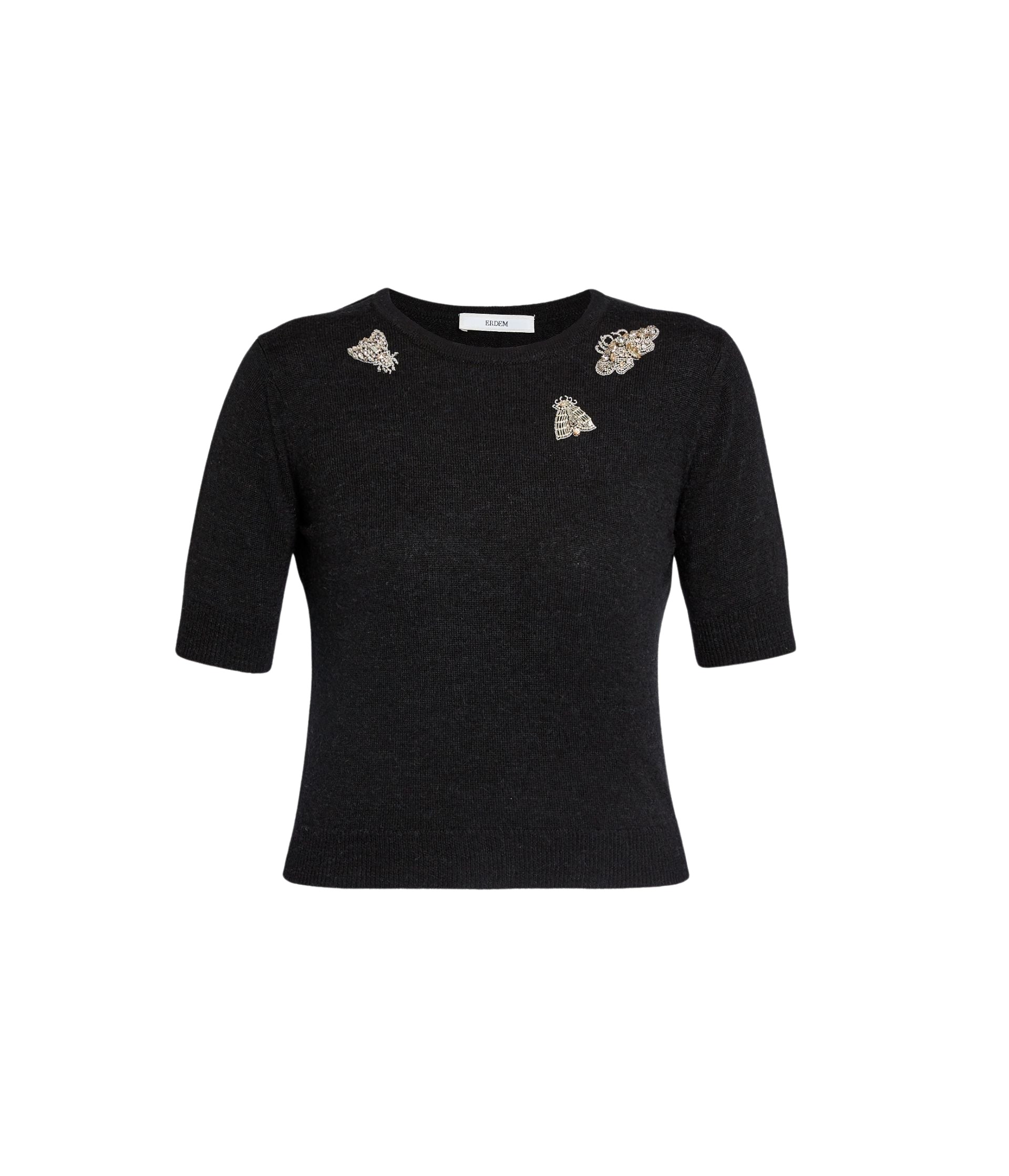 Erdem Embellished Short Sleeve Knit Top - Knitwear - British Romantic Luxury at Coveti