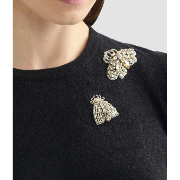 Erdem Embellished Short Sleeve Knit Top - Knitwear - British Romantic Luxury at Coveti