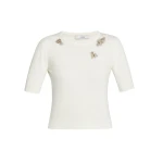 Erdem Embellished Short Sleeve Knit Top - Knitwear - British Romantic Luxury at Coveti
