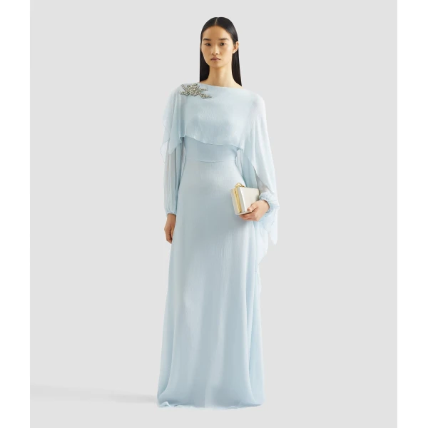 Erdem Embellished Silk Creponne Long Sleeve Gown - Dresses - British Romantic Luxury at Coveti