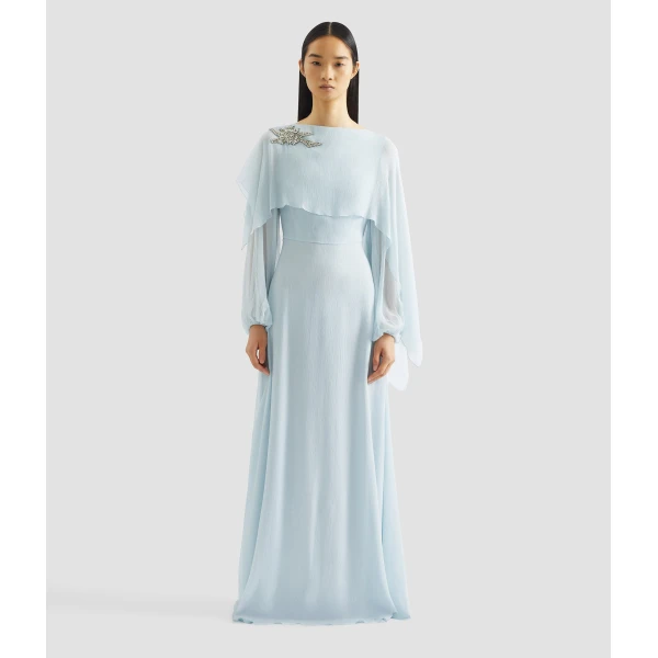 Erdem Embellished Silk Creponne Long Sleeve Gown - Dresses - British Romantic Luxury at Coveti