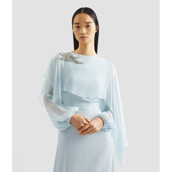 Erdem Embellished Silk Creponne Long Sleeve Gown - Dresses - British Romantic Luxury at Coveti