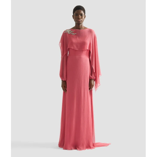 Erdem Embellished Silk Creponne Long Sleeve Gown - Dresses - British Romantic Luxury at Coveti
