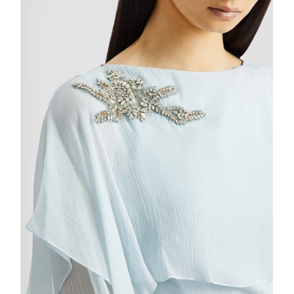 Erdem Embellished Silk Creponne Long Sleeve Gown - Dresses - British Romantic Luxury at Coveti