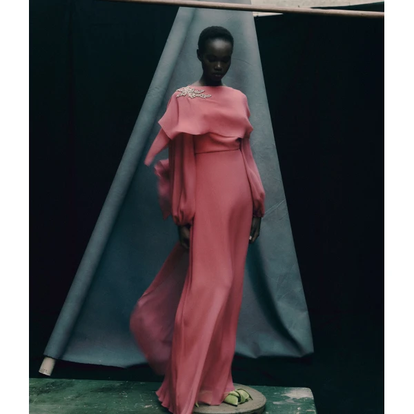 Erdem Embellished Silk Creponne Long Sleeve Gown - Dresses - British Romantic Luxury at Coveti