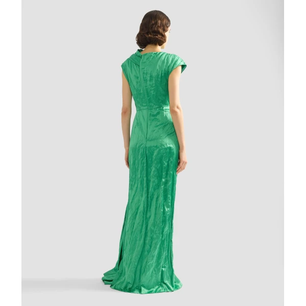 Erdem Embellished Textured Satin Draped Gown, view 3