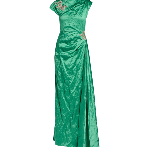 Erdem Embellished Textured Satin Draped Gown - Dresses - British Romantic Luxury at Coveti