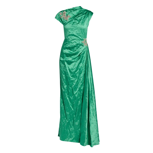 Erdem Embellished Textured Satin Draped Gown - Dresses - British Romantic Luxury at Coveti