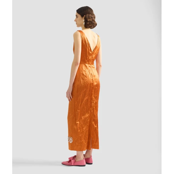 Erdem Embellished Textured Satin Midi Pencil Dress - Dresses - British Romantic Luxury at Coveti