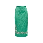 Erdem Embellished Textured Satin Midi Pencil Skirt - Skirts - British Romantic Luxury at Coveti