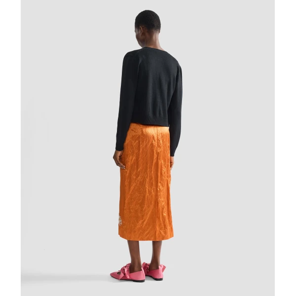 Erdem Embellished Textured Satin Midi Pencil Skirt - Skirts - British Romantic Luxury at Coveti