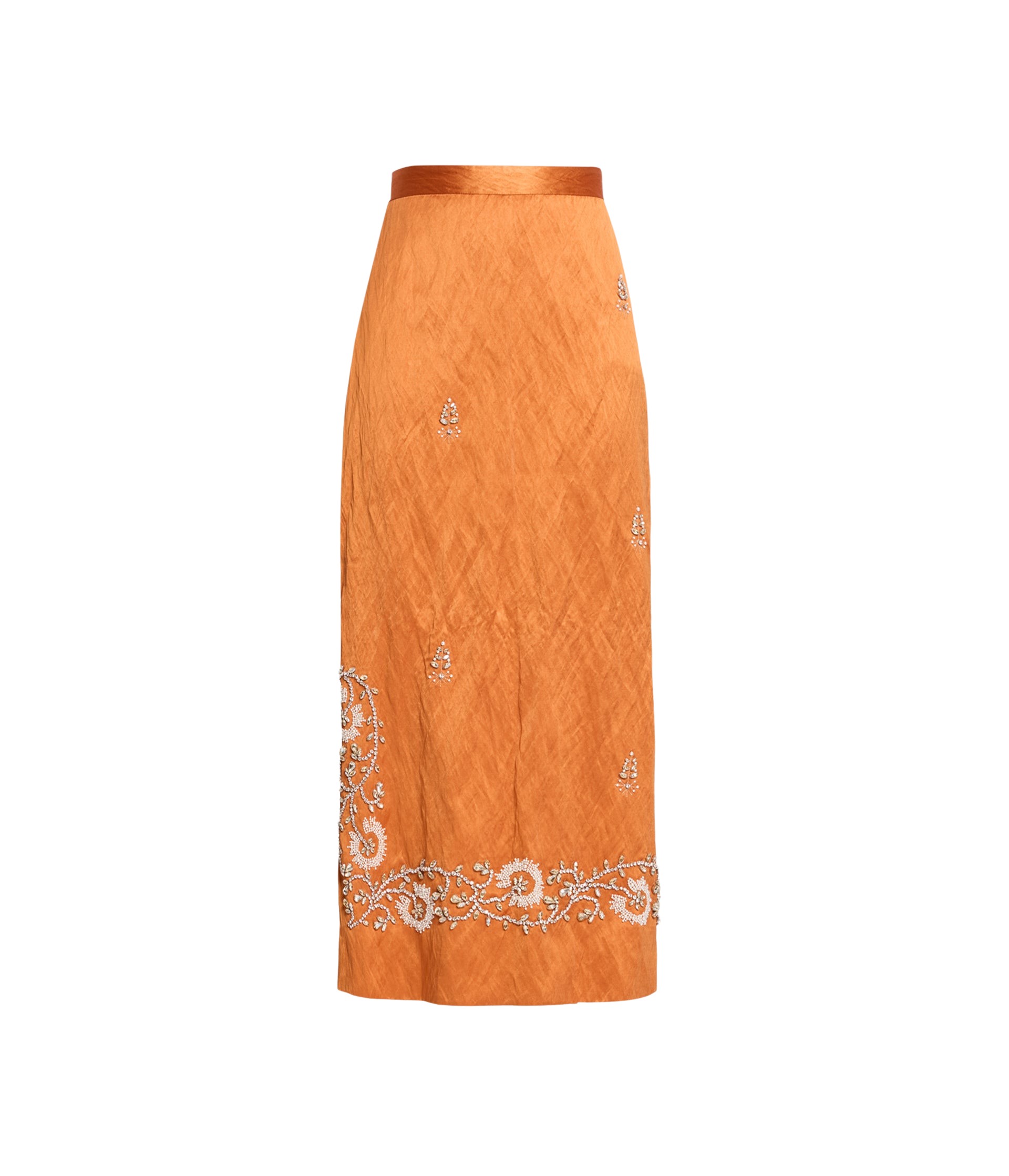 Erdem Embellished Textured Satin Midi Pencil Skirt - Skirts - British Romantic Luxury at Coveti