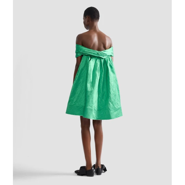 Erdem Embellished Textured Satin Off Shoulder Mini Dress - Dresses - British Romantic Luxury at Coveti