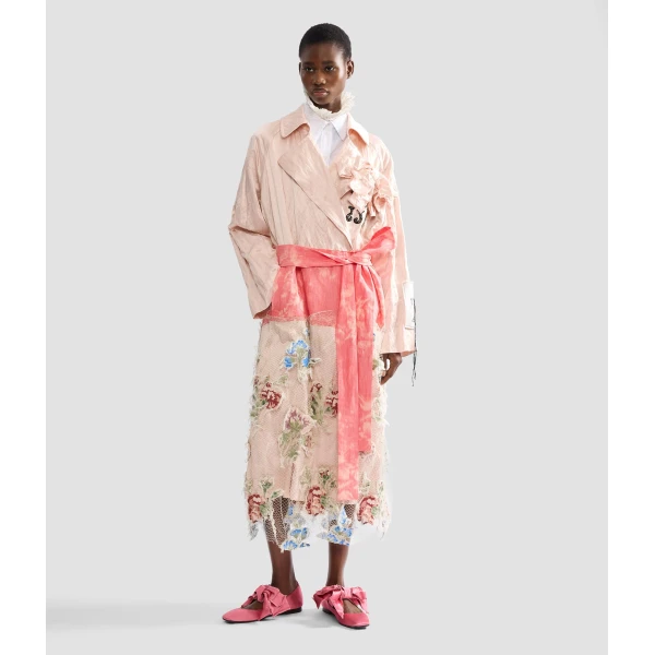 Erdem Embellished Textured Satin Trench Coat - Coats - British Romantic Luxury at Coveti