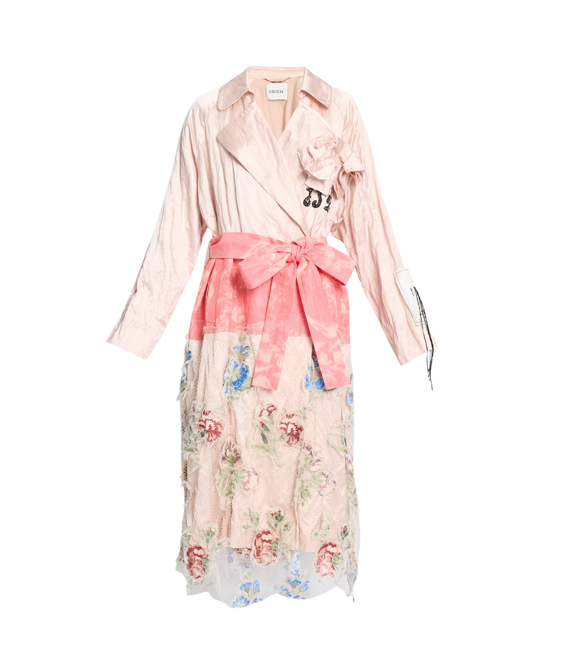 Erdem Embellished Textured Satin Trench Coat