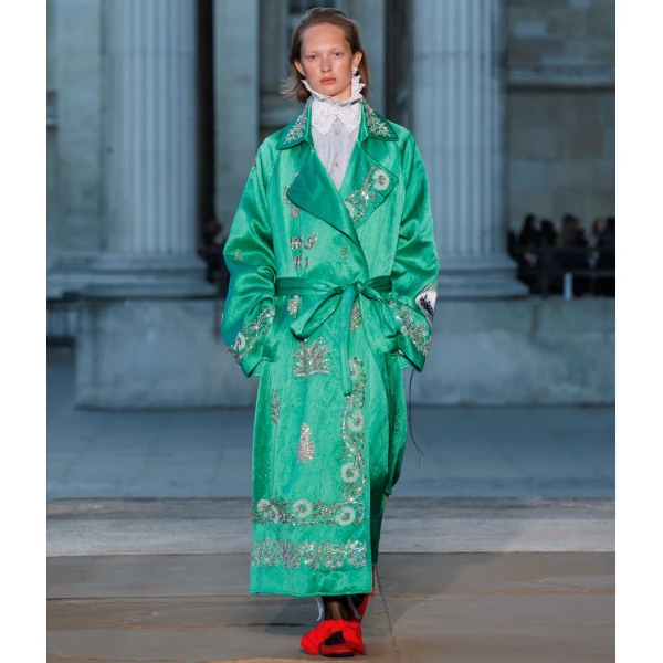 Erdem Embellished Textured Satin Trench Coat - Coats - British Romantic Luxury at Coveti