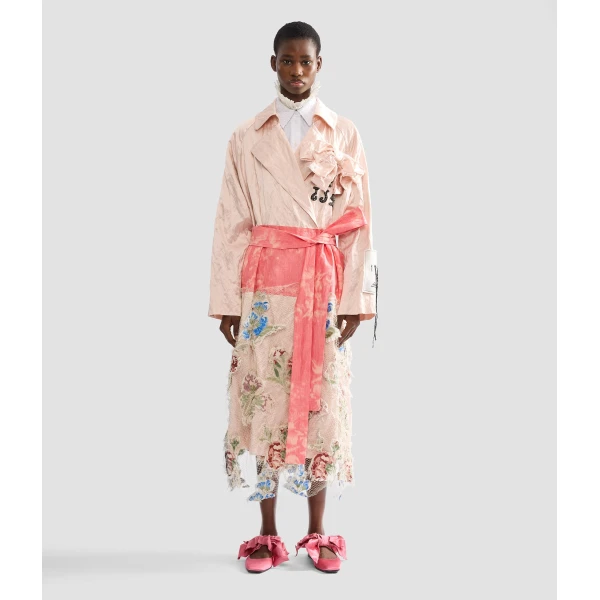 Erdem Embellished Textured Satin Trench Coat - Coats - British Romantic Luxury at Coveti