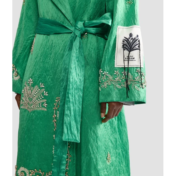 Erdem Embellished Textured Satin Trench Coat - Coats - British Romantic Luxury at Coveti